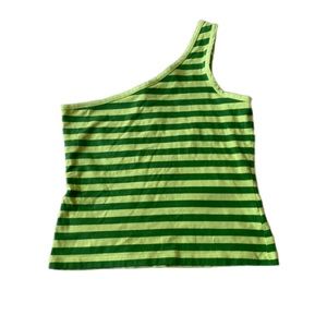 Stripped Print Colourblock One Shoulder Top